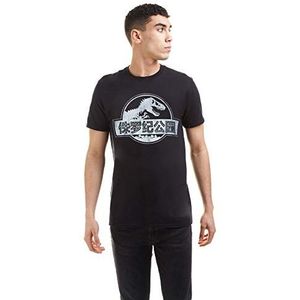 Jurassic Park Heren Mono Chinees Logo T-Shirt, Zwart, XL