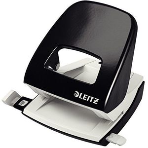 Leitz Kantoorperforator van metaal, voor 30 vellen, aanslagrail met formaten, ergonomisch design, zwart, 50086095