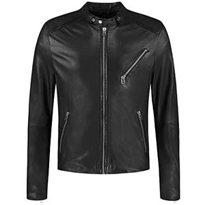 Goosecraft Mens GC Belfast biker Leather Jacket, Zwart, Extra Large