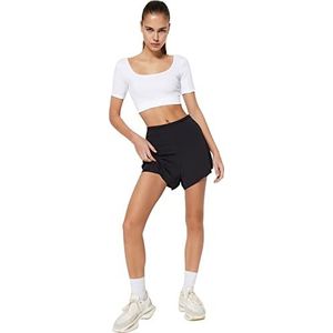 Trendyol Dames Normale taille Wijde pijpen Regular fit Shorts, Zwart, M, Zwart, M