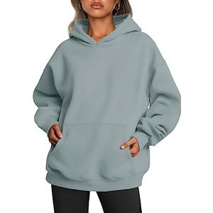 Trendy Queen Oversized hoodies voor dames, fleece sweatshirts met lange mouwen, truien, herfst- en winterkleding, Lichtgroen, XL