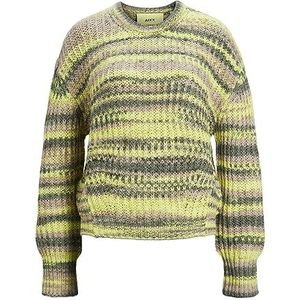 Bestseller A/S Dames JXSIMONE Crew Neck Knit NOOS Gebreide trui, Limeade/Stripes:/3 Multi Space Dye, M, Limeade/Stripes:/3 Multi Space Dye, M