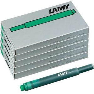 LAMY T10 5-delige set inktpatronen met grote inktvoorraad - geschikt voor alle Lamy vulpenmodellen - inhoud 1,25 ml per patroon - 5 stuks per pak - inktkleur groen