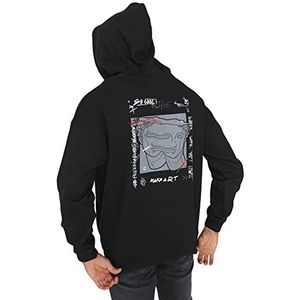 Trendyol Heren capuchon retro oversized sweatshirt, zwart, M, Zwart, M