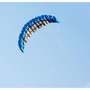 Kwasyo Vliegers 2.5m Parafoil Kite Outdoor - Windvlieger met Dual Line Stunt Parachute Beach Kite met handvat 30m Line （Blauw)