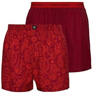 bruno banani Outlook boxershorts voor heren (set van 2), Lychee Print//Chianti, M