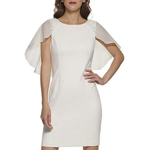 DKNY Combo-cape-jurk met korte mouwen voor dames, Ivoor, 4