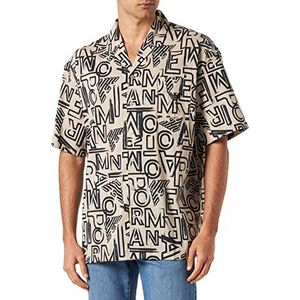 Emporio Armani Swimwear Men's Emporio Armani Graphic Patterns Short Sleeve Dress Shirt, Lettering, XL, Lettering, XL