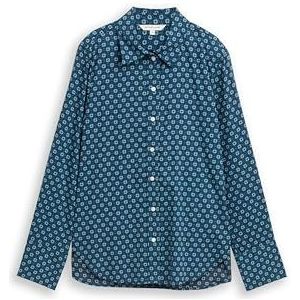 TOM TAILOR Damesblouse, 38407 - Teal Geometric Minimal Design, 36