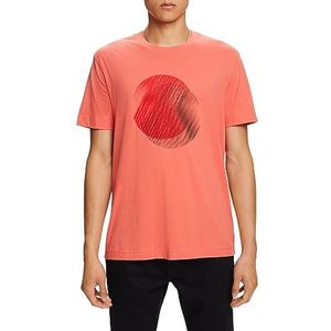 ESPRIT T-shirt met print aan de voorkant, 100% katoen, koraalrood (coral red), S