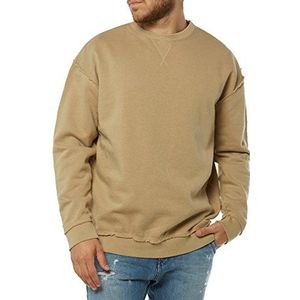 Urban Classics Oversized sweatshirt met open rand, warm zand., M