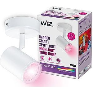 WiZ Plafondlamp Imageo - Opbouwspot - 1 spot - Gekleurd en Wit Licht - Slimme LED Verlichting - GU10 fitting - 1x 5W - Wit - Wi-Fi