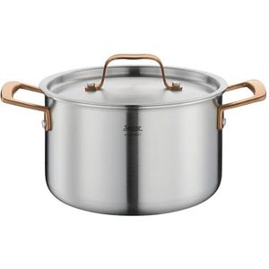 Spring Kookpan GOURMET, meerlaagse pan met deksel van roestvrij staal, geschikt voor de oven, met schaalverdeling aan de binnenkant, Ø 20 cm, hoogte 12 cm, 3,7 liter, roségoud