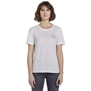 TOM TAILOR Dames T-shirt met print 1019452, 10315 - Whisper White, S