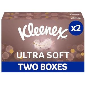 Kleenex Ultra zachte gezichtsweefsels, verpakking van 2 weefseldozen