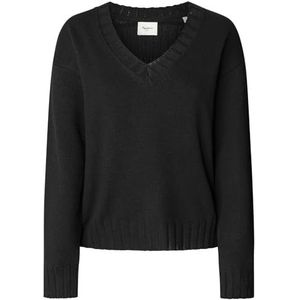 Pepe Jeans Dames Cherice V-hals Knitwear, Zwart (Zwart), S, Zwart (zwart), S