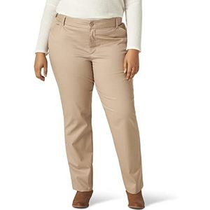 Lee Dames Plus Size Wrinkle Free Relaxed Fit Straight Leg Pant, Flax, 30W /M