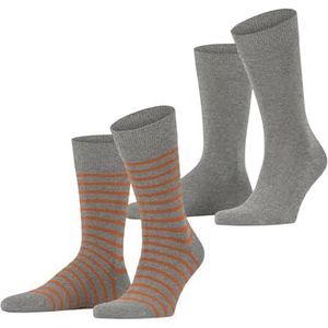 ESPRIT Heren Sokken Fine Stripe Multipack M So katoen gedessineerd 2 paar, Grijs Light Grey 3410, 43-46