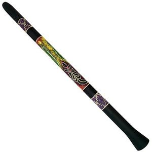 World Rhythm Didgeridoo, handgeschilderde Australische Aboriginal Didge met hagedis ontwerp, zwart, MDI001