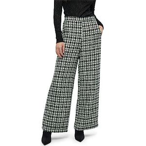 Minus Renete broek met hoge taille en wijde pijpen voor dames, Zwart geruit, 38