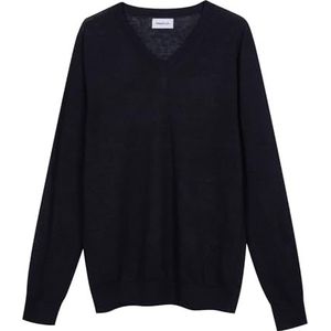 Diana Studio - Scheermen bovendeel met V-hals van 100% linnen, heren, lange mouwen, casual fit, Zwart, S