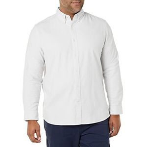 Amazon Essentials Regular-fit Oxford overhemd met lange mouwen voor heren (verkrijgbaar in groot en lang), lichtgrijs verticale streep, medium