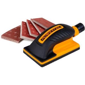 POWERTEC 71514 Vacuüm handschuurblokset met aluminium oxide schuurpad assortiment 80 mm x 130 mm - 50 stuks (40, 80, 120, 180, 240 korrels, 10 van elke)
