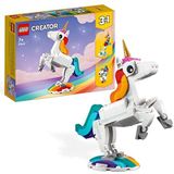 LEGO 31140 Creator 3 in 1 Magische Eenhoorn Speelgoed Set, inclusief Zeepaardje, Pauw en Regenboog Figuren, Bijzonder Eenhoorn Cadeau voor Jongens en Meisjes