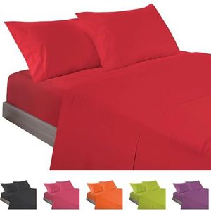ECOMMERC3 3-delige beddengoedset, voor bedden van 90 cm breed, gemaakt in Spanje, beddengoed met hoeslaken, dekbedovertrek en 1 kussensloop, rood, extra zacht en licht
