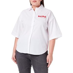 Love Moschino Dames Boxy fit Short-Sleeved Shirt, optisch wit, 42, wit (optical white), 42