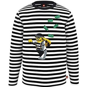 LEGO Boy's City Jungen Langarmshirt Streifen mit Banküberfall LWTaylor T-Shirt, 101 Wit, 98