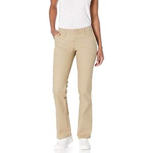 Dickies Women's Slim Fit Boot Cut Stretch Twill Pant, Desert Sand, 16 Long