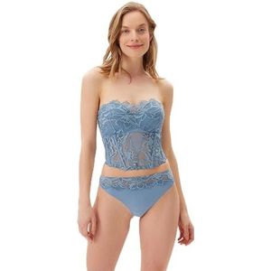 Dagi Blue Fashion Gebreide Braziliaanse Regular Waist Lace Braziliaans, Blauw, M, blauw, M