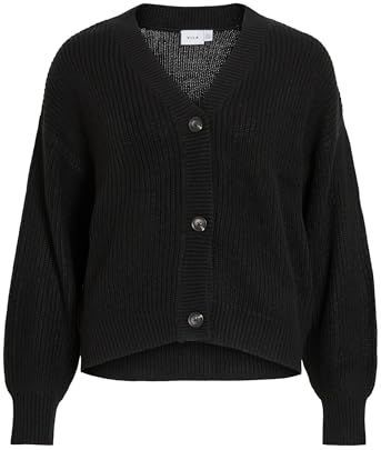 VILA Gebreid vest 'VILOU'  zwart