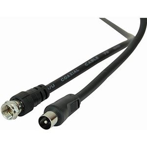 Pro Signal JR9017/1.5MBLACK-ROHS F Plug to Coax Plug Lead met RG59 Coaxiale kabel, 1.5m, Zwart