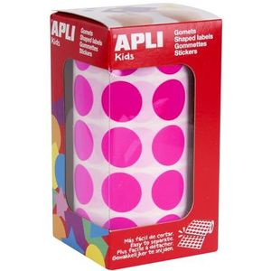 APLI Kids 16721 ronde sticker op rol, kleur: fuchsia, maat: 20 mm