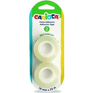 Carioca Adhesve Tape, vervangend plakband, transparant, bevat 2 rollen van 19 mm x 33 m, perfect voor het gummen op papier en karton, omdat het na verloop van tijd niet vergeelt.