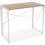Versa Jack Bureau voor de computer, werktafel, compacte tafel, kantoor, inklapbaar, afmetingen (H x L x B) 74 x 45 x 90 cm, hout en metaal, kleur: wit