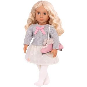 Our Generation Tess BD31270 Pop 46 cm, kunstschaatser met warme, bruine ogen, blond haar en schaatsen, voor perfecte wintercharme, aanbevolen vanaf 3 jaar