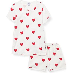 Petit Bateau pajama dames set, Wit/Rood, 24 Maanden