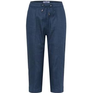 Raphaela by Brax Philippa Capri Slip voor dames, smokemanchetten, linnen stretch, slim broek, Donkerblauw, 27W x 32L