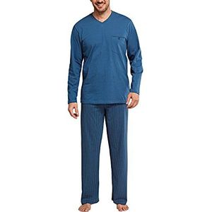 Schiesser Original Classics herenpak, lang, tweedelige pyjama, blauw (jeansblauw 816), 58