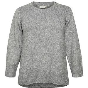 Kaffe Curve Plus-Size damestrui, regular fit, lange mouwen, ronde hals, Grijs melange, L Grote Maten