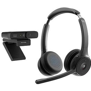 Cisco Pack 722 Bluetooth-hoofdtelefoon, draadloos, met Webex-knop, inclusief 1080p bureaucamera (BUN-722+CAMD-C-WW)