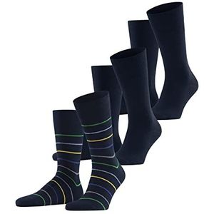 Esprit Heren Multi Stripe 3-pack sokken duurzaam biologisch katoen kort patroon 3 paar, blauw (marine 6120), 40-46 EU