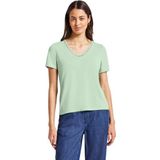 T-shirt - Effen - Jersey - V-hals - Kwartmouw - Normale Pasvorm