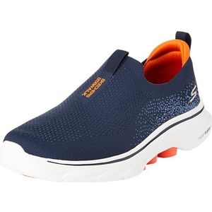 Skechers Go Walk 7 Sneakers voor heren, Marine en Oranje Textiel, 45 EU