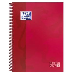 Oxford A4 European Book 1, geruit, 160 pagina's met gekleurde randen, met whiteboard, hardcover, rood