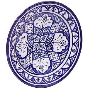 Biscottini Decoratief bord, 36 x 36 x 7 cm, keramisch bord van Marokkaans handwerk, keukendecoraties, handbeschilderde decoratieve borden