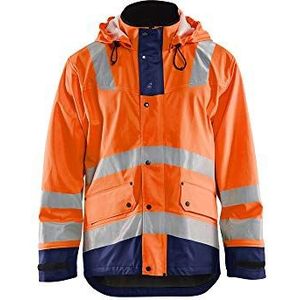 Blaklader 430720035389XS gevoerd Level 2 regenjas, High Vis Oranje/Marineblauw, maat XS